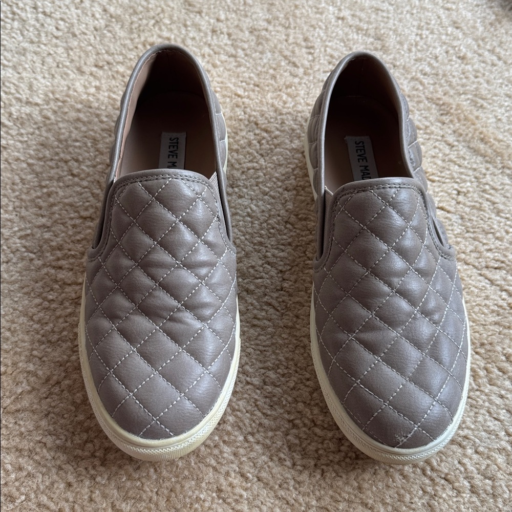 Steve Madden Taupe Quilted Slip-On Shoes